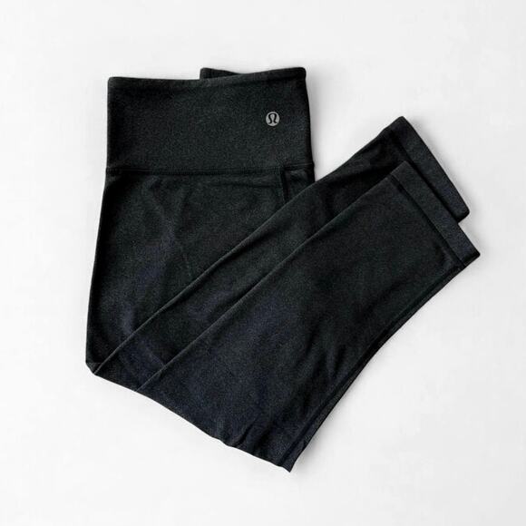 Lululemon Cropped Dark Gray Black Heather Leggings size 4 - Picture 1 of 11